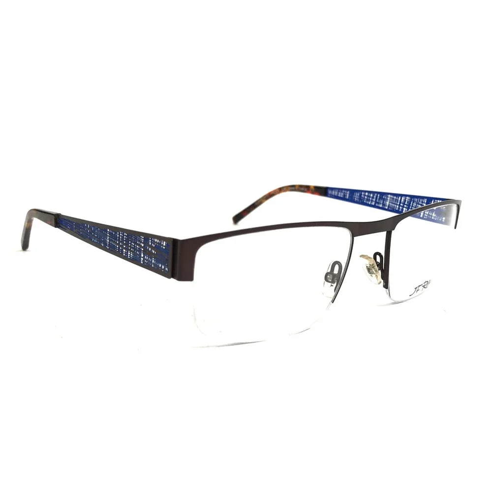 J.F. Rey Eyeglasses Frames JF2585 9522 Brown Blue Woven Half Rim 54-20-145